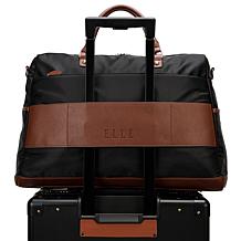 ELLE Luxe Journey 30L Twill and Vegan Leather Weekender Duffel Bag