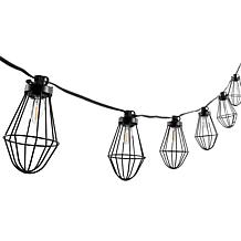 Ellina 10-Light Black Outdoor String Lighting, 120"