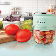 Euro Cuisine Mini Cordless Chopper with USB Cord & Glass Bowl, Green