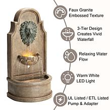 European Style 3-Tier Granite Lion Head Polyresin Outdoor Fountain