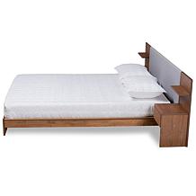 Fabric Upholstered Queen Size Platform Storage Bed with Nightstands