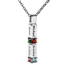 Family Bar Name and Birthstone Crystal Pendant 