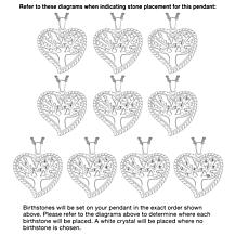 Family Heart Birthstone Crystal Pendant