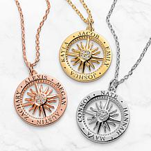 Family Name Compass CZ Necklace 