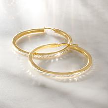 Fiorenza 1-inch Diamond-Cut Hoop Earrings
