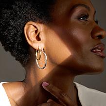 Fiorenza 1.5-inch Diamond-Cut Hoop Earrings