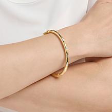 Fiorenza 18K Gold-Plated Diamond-Cut Oval Hinged Bangle Bracelet