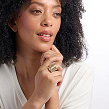 Fiorenza Diagonal Line Bicolor Cocktail Ring