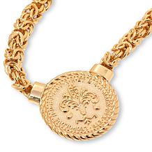 Fiorenza Jewelry Sterling Silver Reversible Fleur-de-lis Coin Necklace