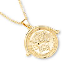 Fiorenza Reversible Fleur-de-lis Coin Pendant with 30" Chain Necklace