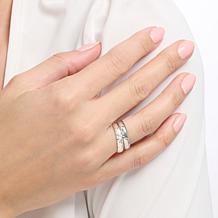 Fiorenza Set of 2 Diamond-Cut Stacking Band Rings