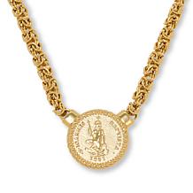 Fiorenza Sterling Silver Byzantine Chain Fleur-de-lis Drop Necklace