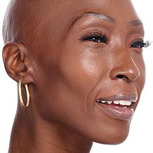 Fiorenza Sterling Silver Diamond-Cut 1-1/2" Hoop Earrings