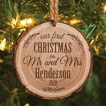 'First Christmas' Personalized Bark Ornament