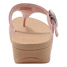 FitFlop Lulu Crystal-Buckle Leather Toe-Post Sandal