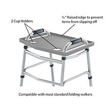 Fleming Supply Walker Tray with 2 Cupholders - Gray