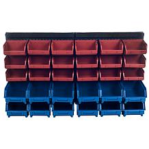 Fleming Supply Wall Mounted 30-Bin Organizer Rack - Red & Blue