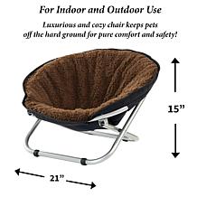 Folding Pet Chair with Fuzzy Brown Cushion