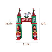Fraser Hill Farm 10-Ft. Santa’s Toy Shop Inflatable with Nutcracker...