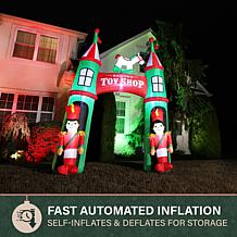 Fraser Hill Farm 10-Ft. Santa’s Toy Shop Inflatable with Nutcracker...