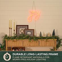 Fraser Hill Farm 13.8-in. Neon Red Joy Sign with LED Light Bands
