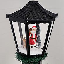 Fraser Hill Farm 16.5-in. Snowy Lantern Tree Topper with Santa Clau...