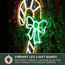 Fraser Hill Farm 23.2-in. Neon LED Candy Cane with Multicolor Light...