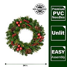 Fraser Hill Farm 24-In. Joyful Wreath Door or Wall Hanging with Pin...