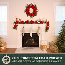 Fraser Hill Farm 24-in. Real Feel Foam Poinsettia Wreath