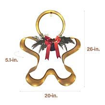 Fraser Hill Farm 26-in. Gold Metal Gingerbread Person with Bow & LE...