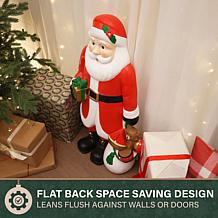 Fraser Hill Farm 3-Ft. Flat Back Santa Claus with Gifts, White LED ...