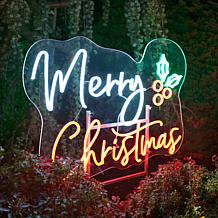 Fraser Hill Farm 3-ft. Neon White & Red Merry Christmas Sign with L...