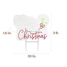 Fraser Hill Farm 3-ft. Neon White & Red Merry Christmas Sign with L...