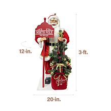 Fraser Hill Farm 3-Ft. Standing Musical Santa Claus Statue with Nor...