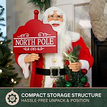 Fraser Hill Farm 3-Ft. Standing Musical Santa Claus Statue with Nor...