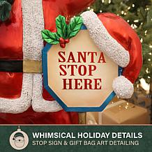 Fraser Hill Farm 3.1-Ft. Resin Santa Claus Statue with Stop Sign & ...