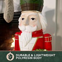 Fraser Hill Farm 31.9-in. Resin Nutcracker Statue with Wreath, Whit...