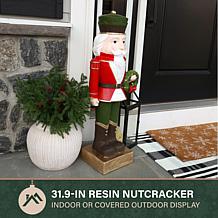 Fraser Hill Farm 31.9-in. Resin Nutcracker Statue with Wreath, Whit...