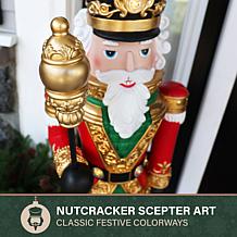 Fraser Hill Farm 3.3-ft. Resin Nutcracker Statue with Scepter, Whit...