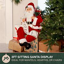 Fraser Hill Farm 35-in. Animated Musical Sitting Santa Claus with G...