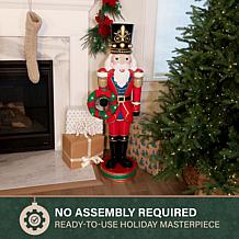 Fraser Hill Farm 3.8-ft. Resin Nutcracker Statue with Wreath, White...