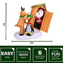Fraser Hill Farm 4-Ft. Tall Pre-Lit Inflatable Santa in Outhouse