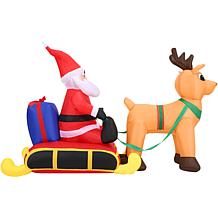 Fraser Hill Farm 4-Ft. Tall Pre-Lit Inflatable Santa in Sleigh
