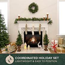 Fraser Hill Farm 4-Pc Pre-Lit Christmas Porch Décor Set with 2 Pott...