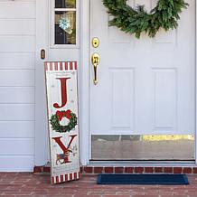 Fraser Hill Farm 45" JOY Poem Wreath & Reindeer Porch Sign W/ LED