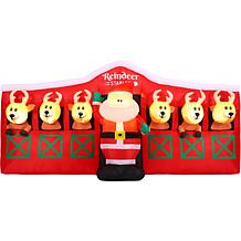 Fraser Hill Farm 4Ft. Tall Pre-Lit Inflatable Santa in Reindeer Stable