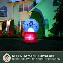 Fraser Hill Farm 5-Ft. Snowman Snow Globe Inflatable with Multicolo...