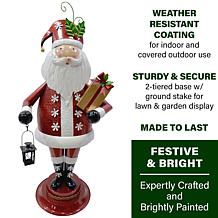 Fraser Hill Farm 50" Iron Santa Holding Gift and Lantern