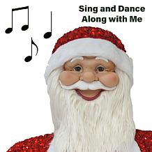 Fraser Hill Farm 58" Dancing Santa Sequin Suit w/ Teddy & Gift Decor