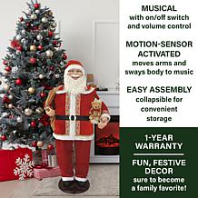 Fraser Hill Farm 58" Dancing Santa w/ Toy Sack Teddy Christmas Decor